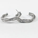 Elegant Twist Micro CZ Cuff Hoop Brass Earrings