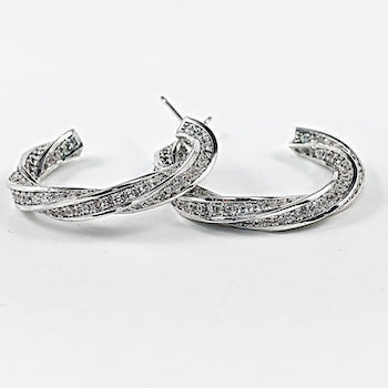 Elegant Twist Micro CZ Cuff Hoop Brass Earrings