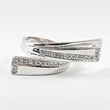 Elegant Irregular Wrap Long CZ Silver Ring