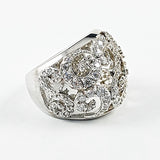 Elegant Swirl Design CZ Silver Ring