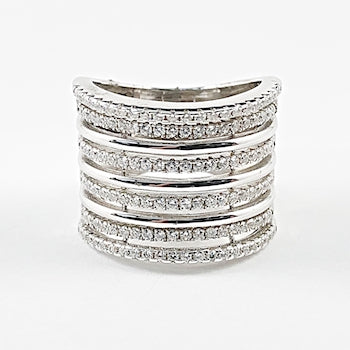 Elegant Multi Row Style CZ Silver Ring