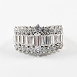 Beautiful Multi Row & CZ Setting Silver Ring