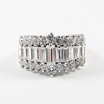 Beautiful Multi Row & CZ Setting Silver Ring