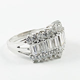 Beautiful Multi Row & CZ Setting Silver Ring