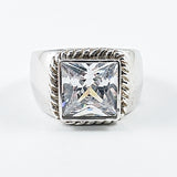 Nice Square Shape Center CZ Silver Ring