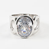 Elegant Oval Shape Center CZ Silver Ring