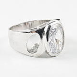 Elegant Oval Shape Center CZ Silver Ring