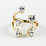 Elegant Open Works Wrap CZ Gold Tone Silver Ring