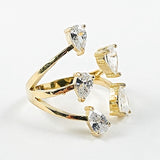 Elegant Open Works Wrap CZ Gold Tone Silver Ring