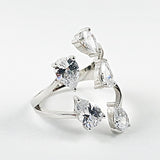 Elegant Open Works Wrap CZ Silver Ring