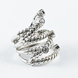 Unique Wire Textured Layered Crossover Silver Ring