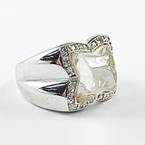 Unique Transparent Clear Center CZ Square Diamond Shape Silver Ring