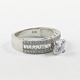 Fine Multi Row Center CZ Multi CZ Setting Style Silver Ring