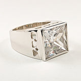 Nice Large Square Princess Cut Center CZ Silver Ring