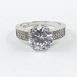 Elegant Solitaire Style Center CZ Micro Pave Silver Ring