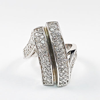 Elegant Unique Vertical Row Micro CZ Silver Ring