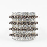 Beautiful Multi Row Micro CZ Pattern Silver Ring