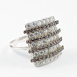 Beautiful Multi Row Micro CZ Pattern Silver Ring