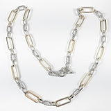 Beautiful Large Chain Link Design Two Tone Brass Necklace