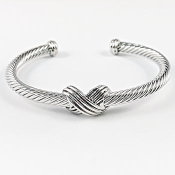 Elegant Cable Wire Band Center Knot Cuff Brass Bangle