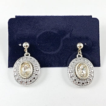 Beautiful Round Halo Vintage Light Yellow CZ Brass Earrings