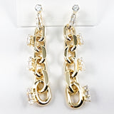 Nice Long Chain Link Dangle Gold Tone Brass Earring