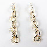 Nice Long Chain Link Dangle Gold Tone Brass Earring