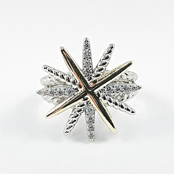 Beautiful Stardust Two Tone Brass Ring