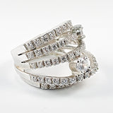 Unique Multi Row Irregular Style Open CZ Silver Ring