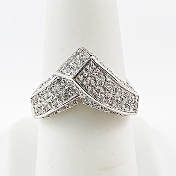 Fine Unique Arrow Shape Micro CZ Setting Silver Ring