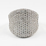 Beautiful Large Curved Irregular Micro Pave CZ Silver Ring