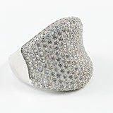 Beautiful Large Curved Irregular Micro Pave CZ Silver Ring