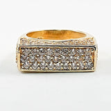 Elegant Rectangle Shape Micro CZ Gold Tone Silver Ring