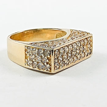 Elegant Rectangle Shape Micro CZ Gold Tone Silver Ring