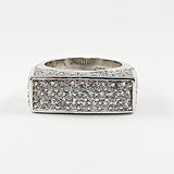 Elegant Rectangle Shape Micro CZ Silver Ring