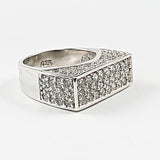 Elegant Rectangle Shape Micro CZ Silver Ring