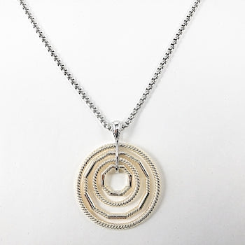 Nice Large Multi Layer Round Gold Tone Pendant Brass Necklace