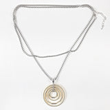 Nice Large Multi Layer Round Gold Tone Pendant Brass Necklace