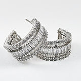 Beautiful Multi Row CZ Cuff Hoop Brass Earrings