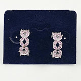 Beautiful Open Two Row Pink CZ Cuff Hoop Brass Earrings