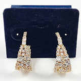 Beautiful Drop Curve Mix CZ Setting Gold Tone Stud Brass Earrings