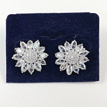 Beautiful Floral Micro CZ Brass Earrings