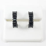 Beautiful Black CZ Cuff Hoop Brass Earrings