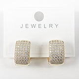 Elegant Micro Pave Style Huggie Yellow Gold Tone Brass Earrings