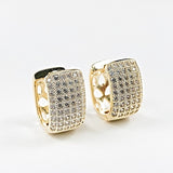 Elegant Micro Pave Style Huggie Yellow Gold Tone Brass Earrings