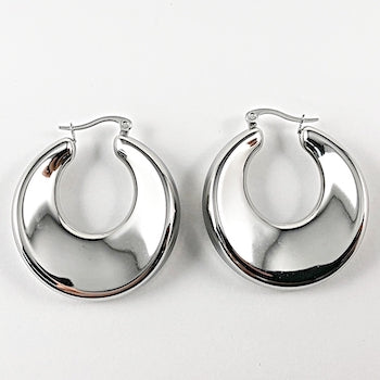 Nice thick metallic tear drop design hoop steel earrings