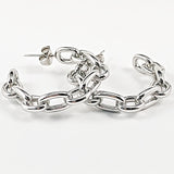 Nice metallic link open design hoop steel earrings