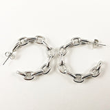 Nice metallic link open design hoop steel earrings