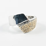 Elegant Crossover Mix Textured Two Tone Silver Ring