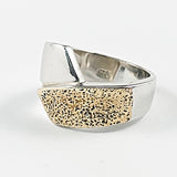 Elegant Crossover Mix Textured Two Tone Silver Ring